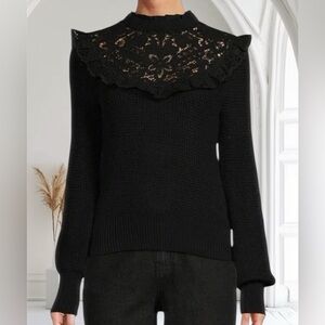 Antonio Melani x Jennifer Sumko Catherine Mock Neck Sweater Sz XL Ruffle Lace